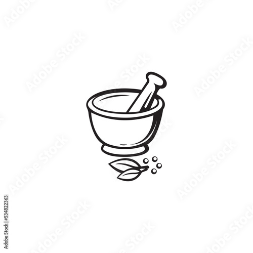 mortar and pestle icon logo vector design template