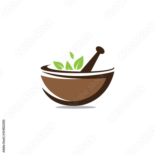 mortar and pestle icon logo vector design template