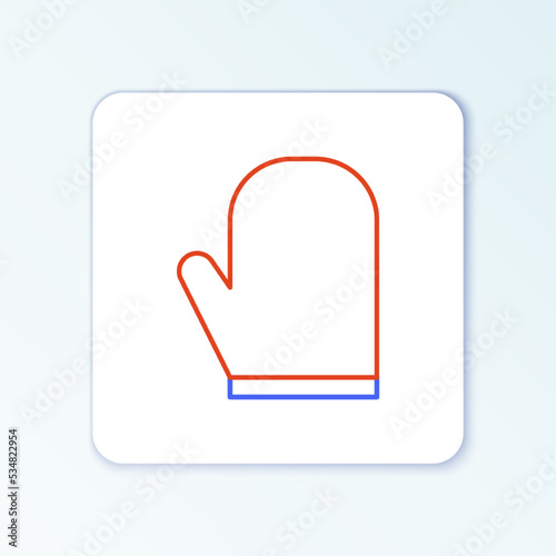 Line Oven glove icon isolated on white background. Kitchen potholder sign. Cooking glove. Colorful outline concept. Vector