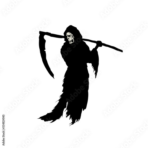  Śmierć z kosą - sylwetka - ilustracja wektorowa
