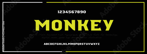 Modern Bold Font. Regular Italic Number Typography urban style alphabet fonts for fashion, sport, technology, digital, movie, logo design, vector illustration
