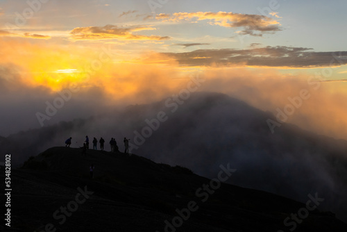 People in a mountain at sunset in Monte Verde, Minas Gerais, Brazil 