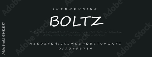 BOLTZ Sports minimal tech font letter set. Luxury vector typeface for company. Modern gaming fonts logo design.