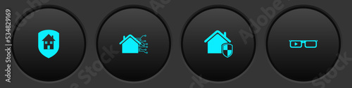 Set House under protection, Smart home, and glasses icon. Vector
