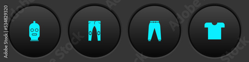 Set Balaclava, Pants, Sport pants and T-shirt icon. Vector