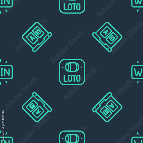 Set line Lottery ticket, Online poker table game and Casino win on seamless pattern. Vector © vector_v