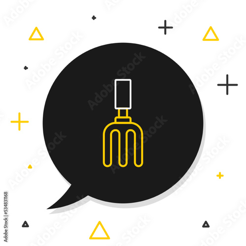 Line Garden rake icon isolated on white background. Tool for horticulture, agriculture, farming. Ground cultivator. Colorful outline concept. Vector