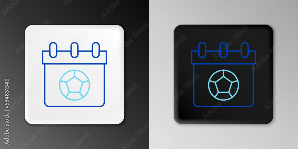 Line Football or soccer calendar icon isolated on grey background. Match of the day. Date football or soccer match. Colorful outline concept. Vector