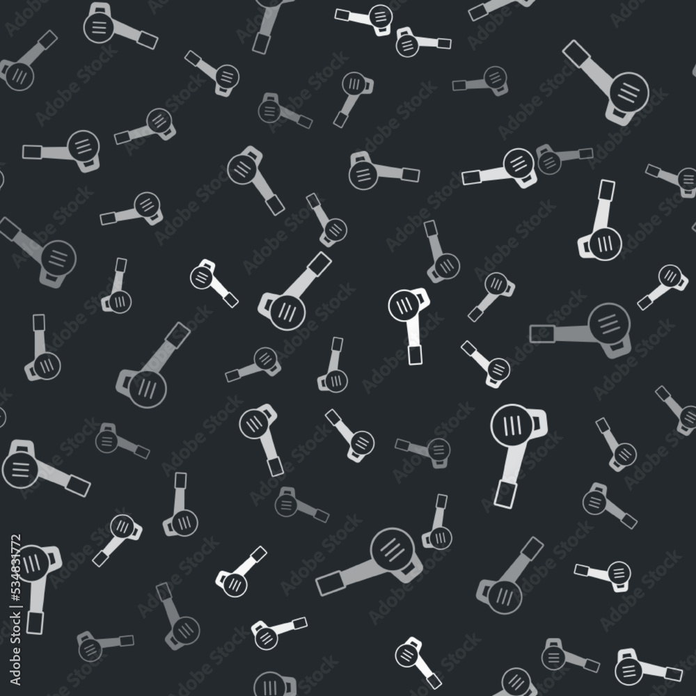 Grey Leaf garden blower icon isolated seamless pattern on black background. Vector Grey Leaf garden blower icon isolated seamless pattern on black background. Vector