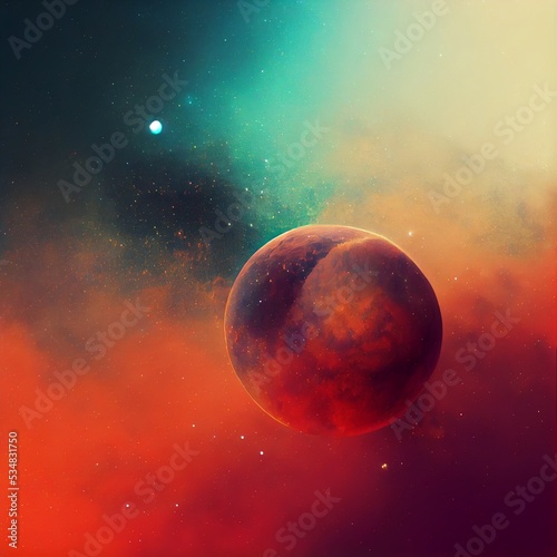 A Colorful illustation of Stars, nebular and planets in Space