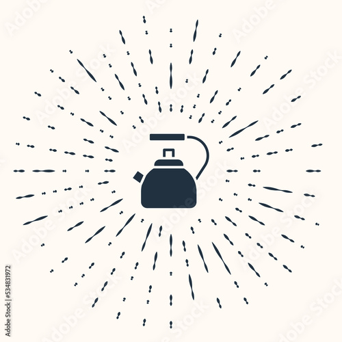 Grey Kettle with handle icon isolated on beige background. Teapot icon. Abstract circle random dots. Vector