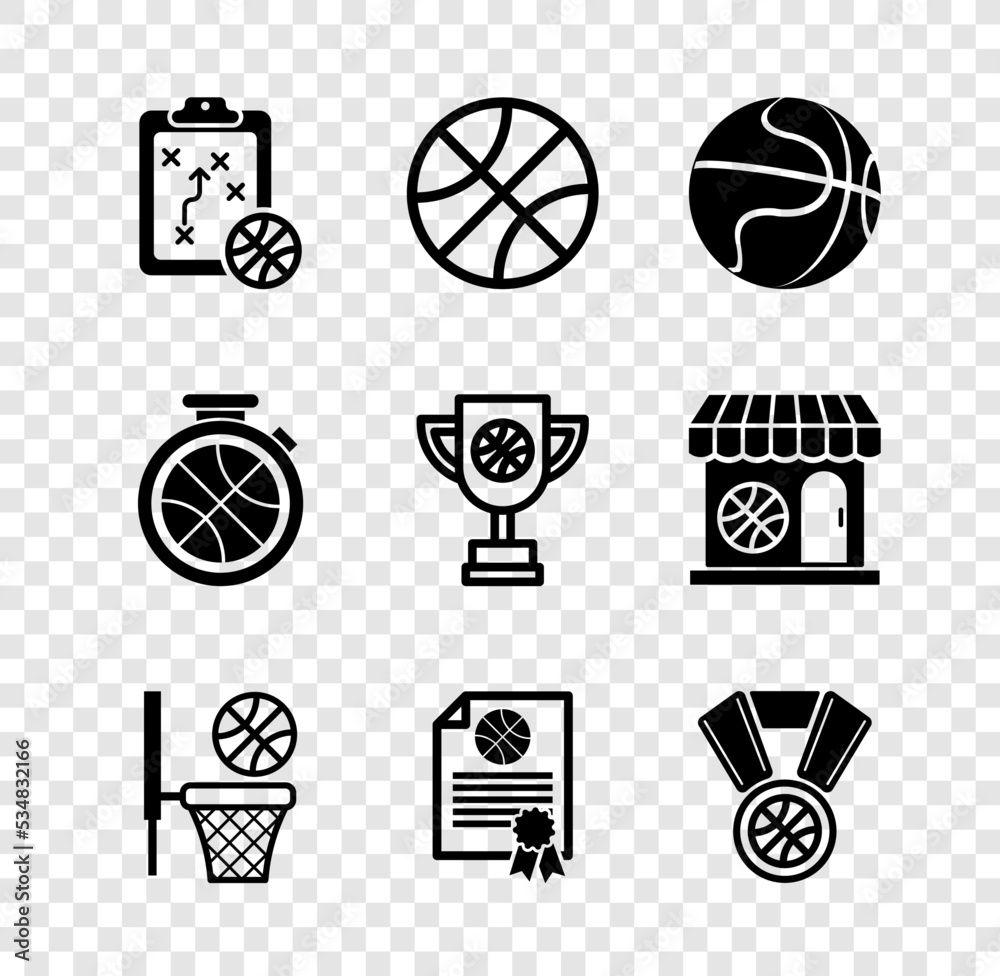 Set Planning strategy, Basketball ball, and basket, Certificate ...