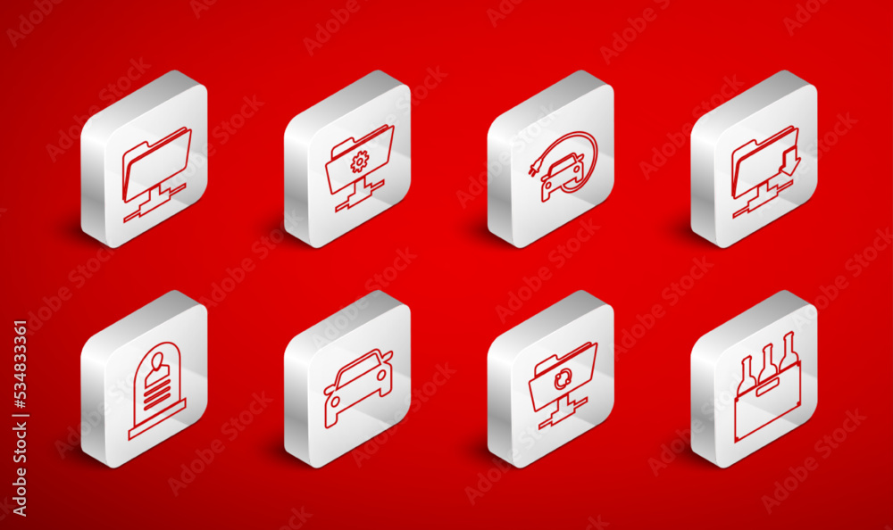 Set line Bottles of wine in box, FTP settings folder, Electric car, download, sync refresh, Car and Tombstone with RIP written icon. Vector Set line Bottles of wine in box, FTP settings folder, Electric car, download, sync refresh, Car and Tombstone with RIP written icon. Vector