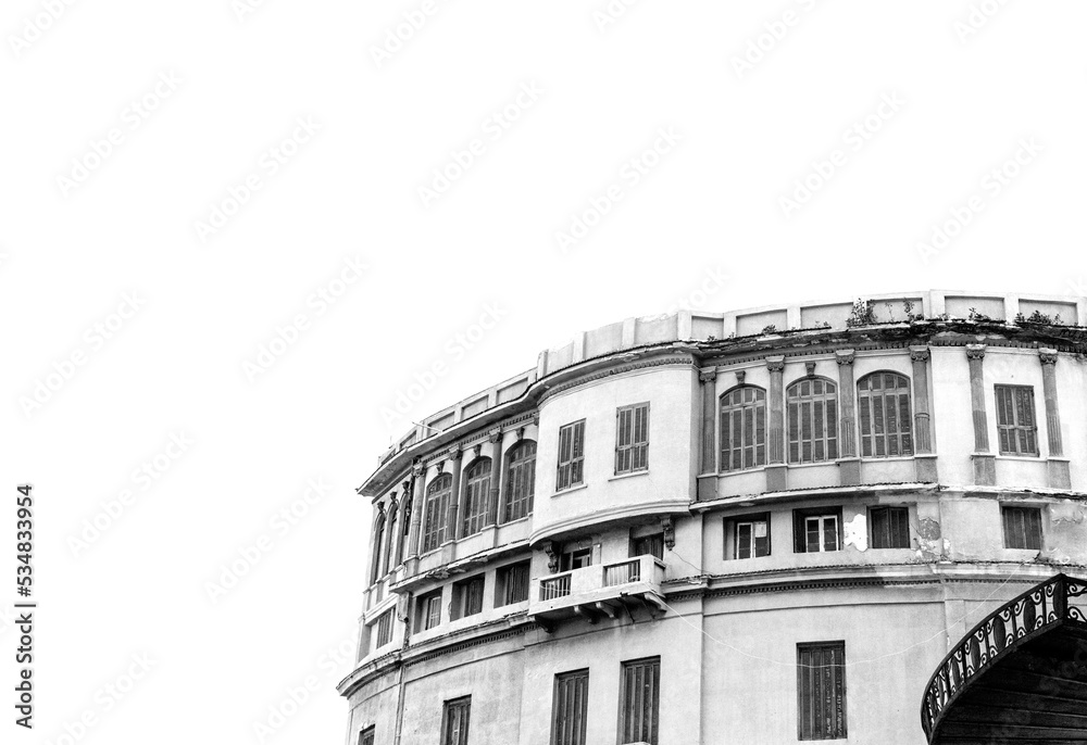 An Old Building in Alexandria, Egypt in Black and White