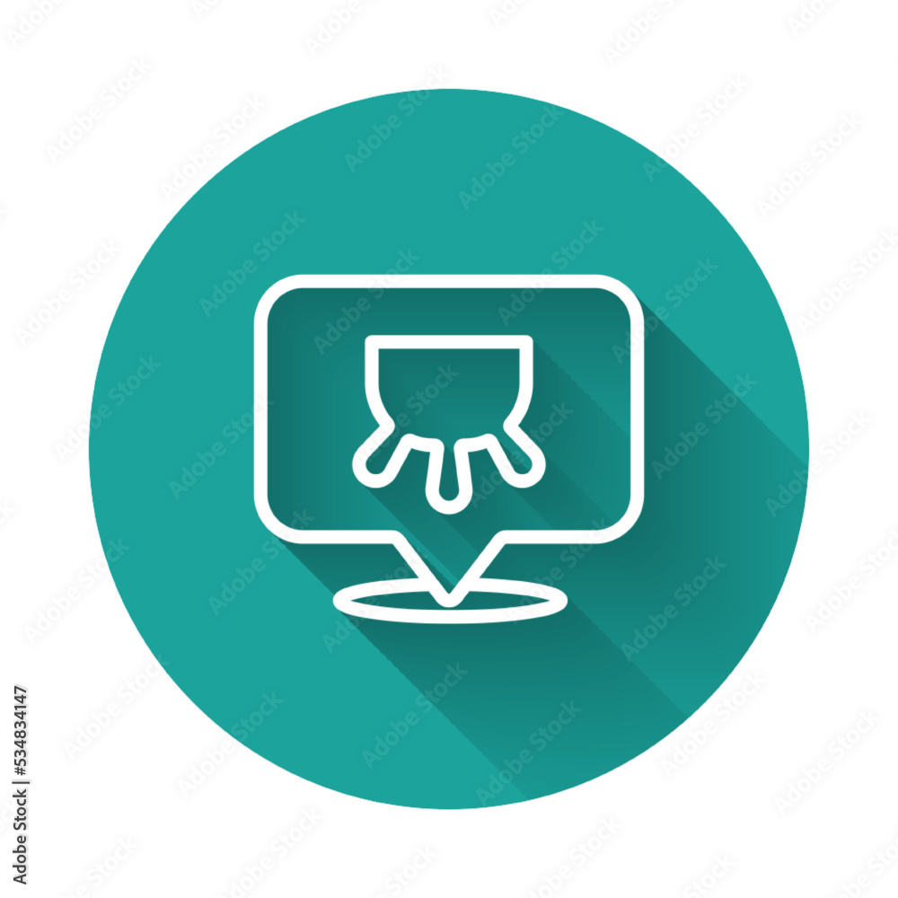 White line Udder icon isolated with long shadow background. Green circle button. Vector White line Udder icon isolated with long shadow background. Green circle button. Vector