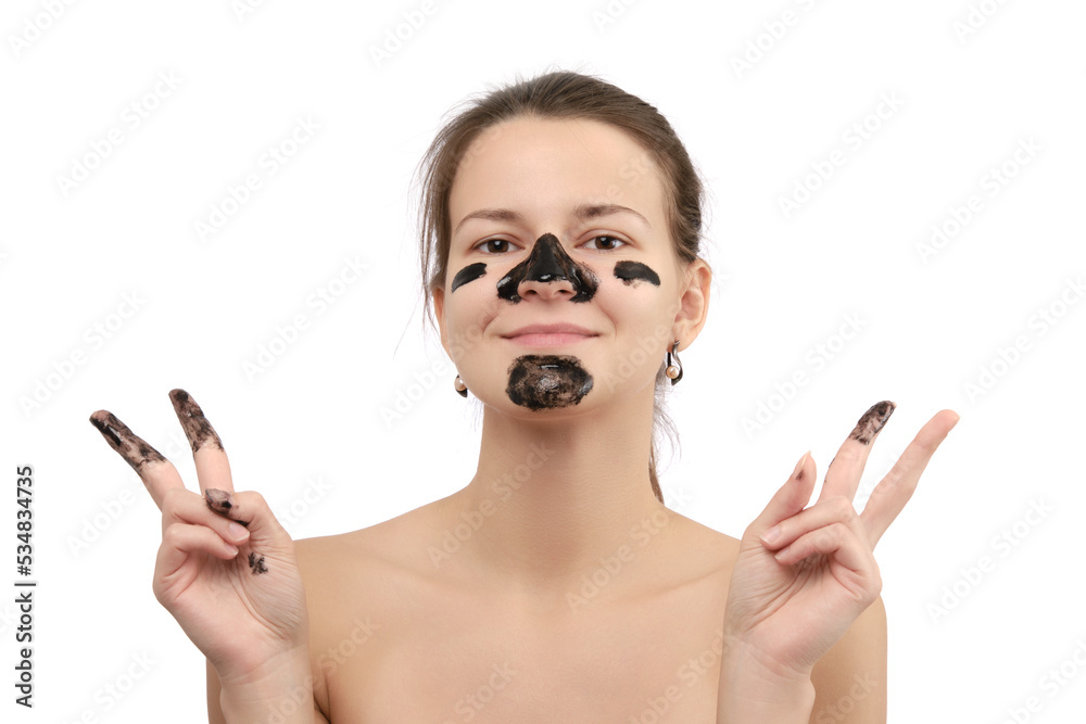 Obraz premium woman removing blackheads