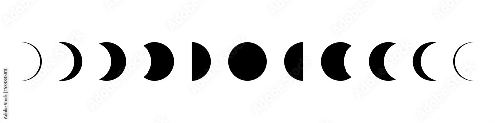Moon phases flat icon illustration isolated on white background. Moon phases flat icon illustration isolated on white background.