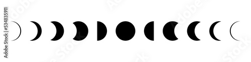 Moon phases flat icon illustration isolated on white background.