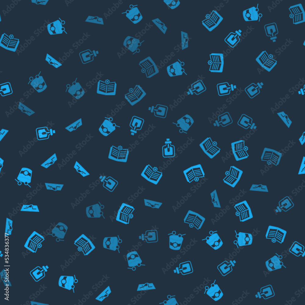 Set Ramadan drum, Holy book of Koran, Perfume and Muslim man prays on seamless pattern. Vector