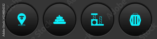 Set Cat nose, Shit, scratching post and Pet carry case icon. Vector