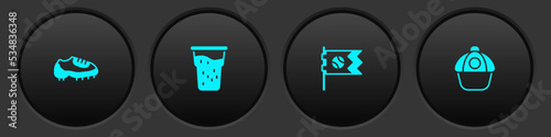 Set Baseball boot, Glass of beer, Flag with baseball and cap icon. Vector