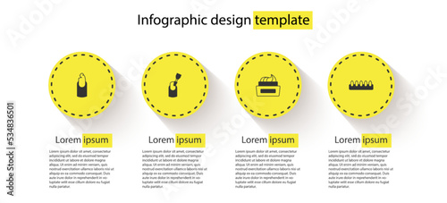 Set Broken nail, Milling cutter for manicure, Bottle of polish and False nails. Business infographic template. Vector