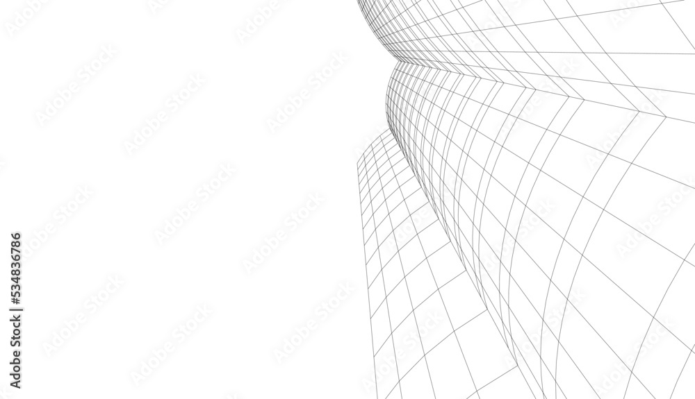 Linear architectural drawing vector illustration Linear architectural drawing vector illustration