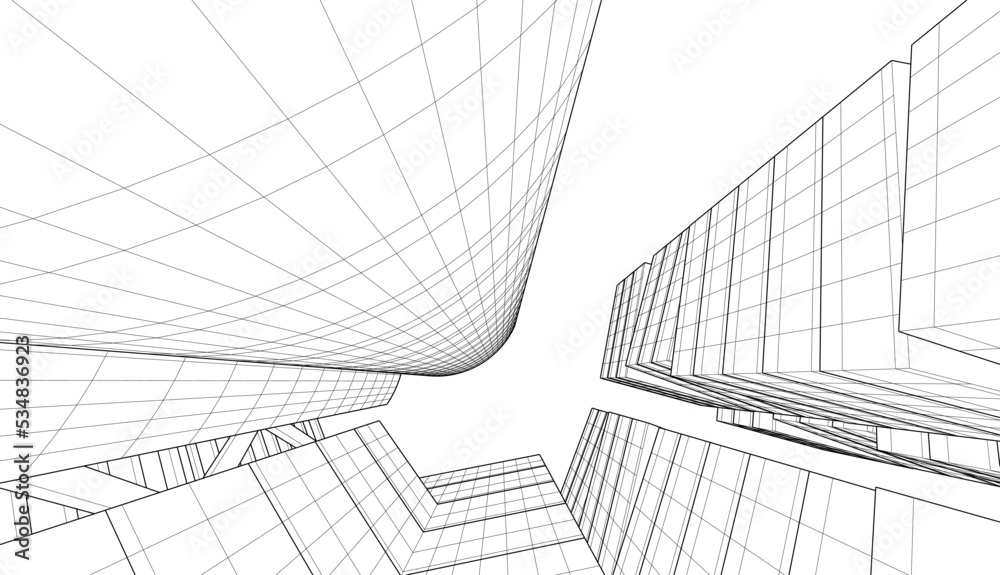Linear architectural drawing vector illustration Linear architectural drawing vector illustration