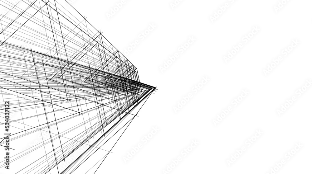 Linear architectural drawing vector illustration Linear architectural drawing vector illustration