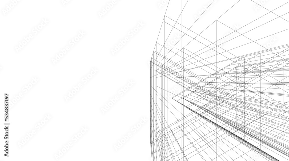Linear architectural drawing vector illustration Linear architectural drawing vector illustration