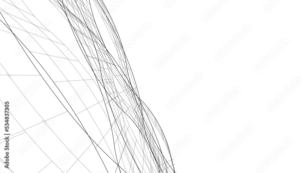 Linear architectural drawing vector illustration Linear architectural drawing vector illustration