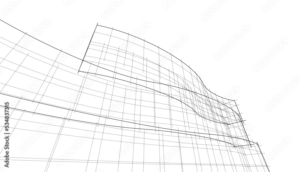 Linear architectural drawing vector illustration Linear architectural drawing vector illustration