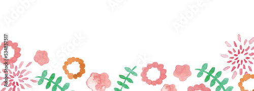 水彩画。水彩タッチのベクター滲みイラスト。正月の和風背景素材。水彩絵の具のピンクフレーム。Watercolor painting. Vector blotting illustration with watercolor touch. Japanese New Year background material. Watercolor pink frame.