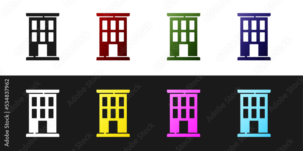 Set House icon isolated on black and white background. Home symbol. Vector