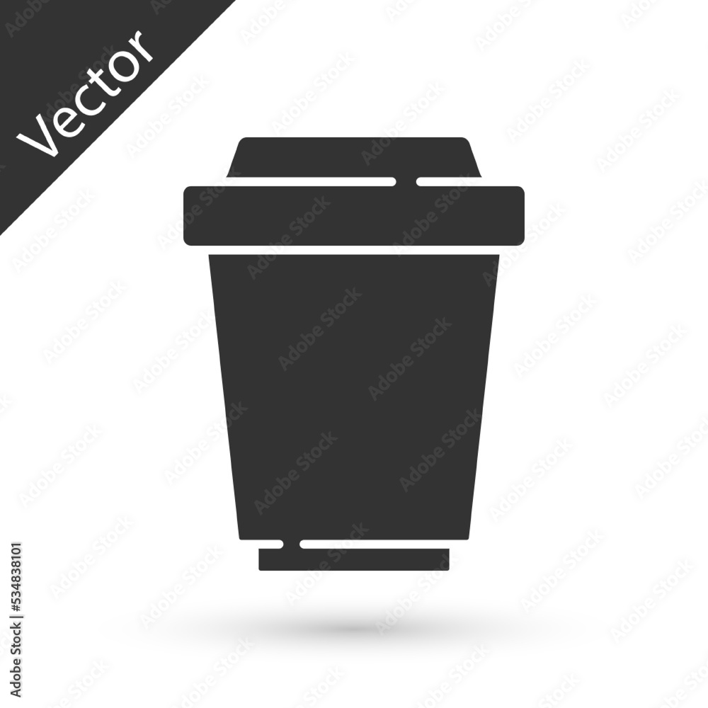 Grey Coffee cup to go icon isolated on white background. Vector
