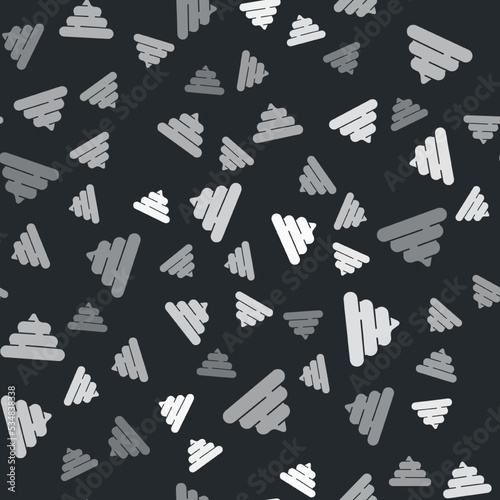 Grey Shit icon isolated seamless pattern on black background. Vector
