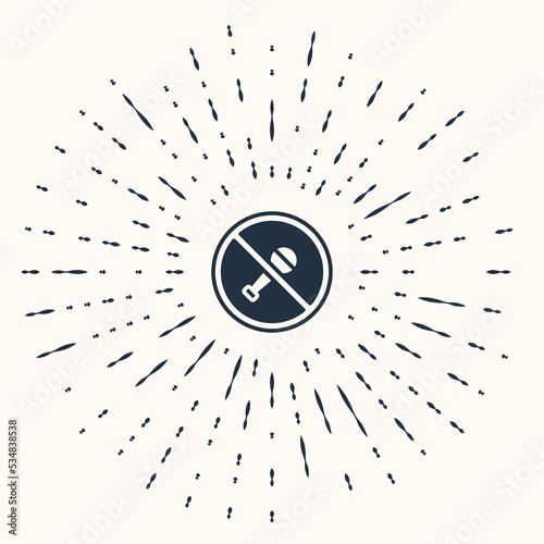 Grey Mute microphone icon isolated on beige background. Microphone audio muted. Abstract circle random dots. Vector
