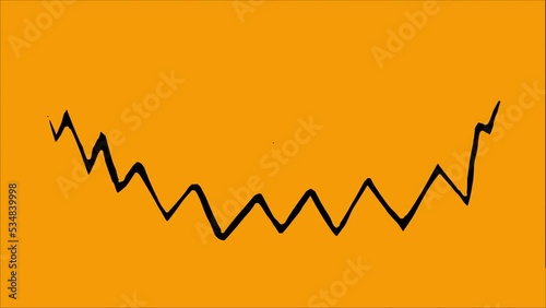 Animation of the teeth Halloween pumpkin on a black screen. Video transition with biting and chewing sharp teeth. Change of shots in Halloween clip. 4k graphics with alpha channel.