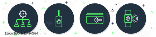 Set line Remote control, Cash back, Lead management and Contactless payment icon. Vector