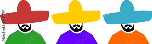 Collection of man with large colorful sombrero