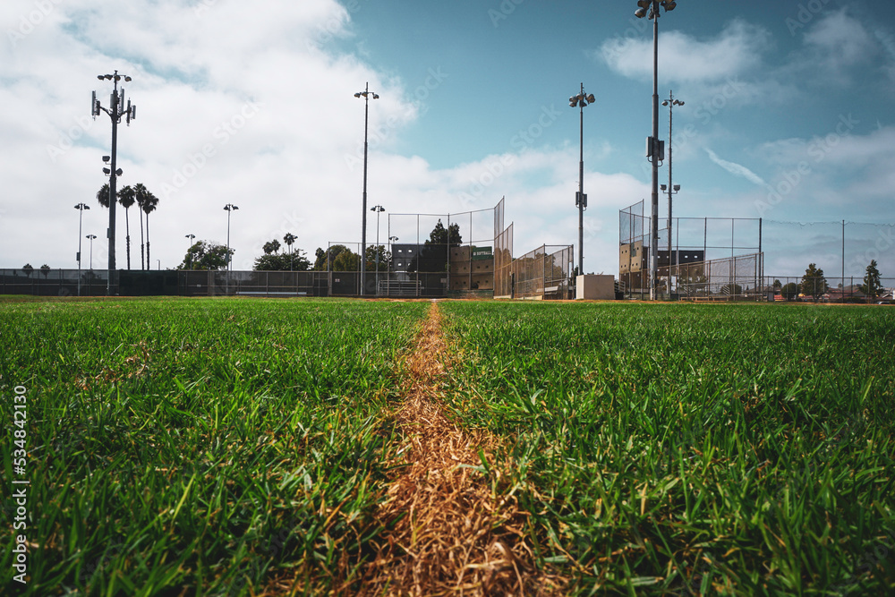 baseball field viewed from outfield grass Stock Photo Adobe Stock