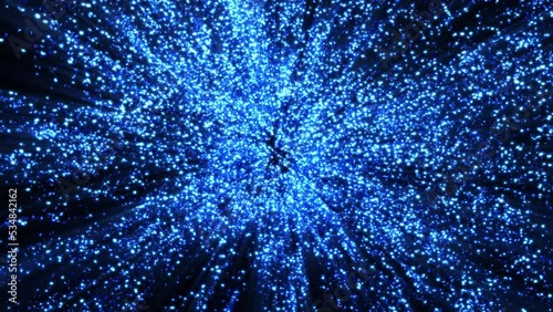 Abstract sapphire blue glitter explosion in slow motion Bokeh background with shining defocus blurred sparkles dust macro close up with alpha channel