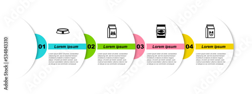 Set line Pet food bowl, Bag of for cat, and dog. Business infographic template. Vector