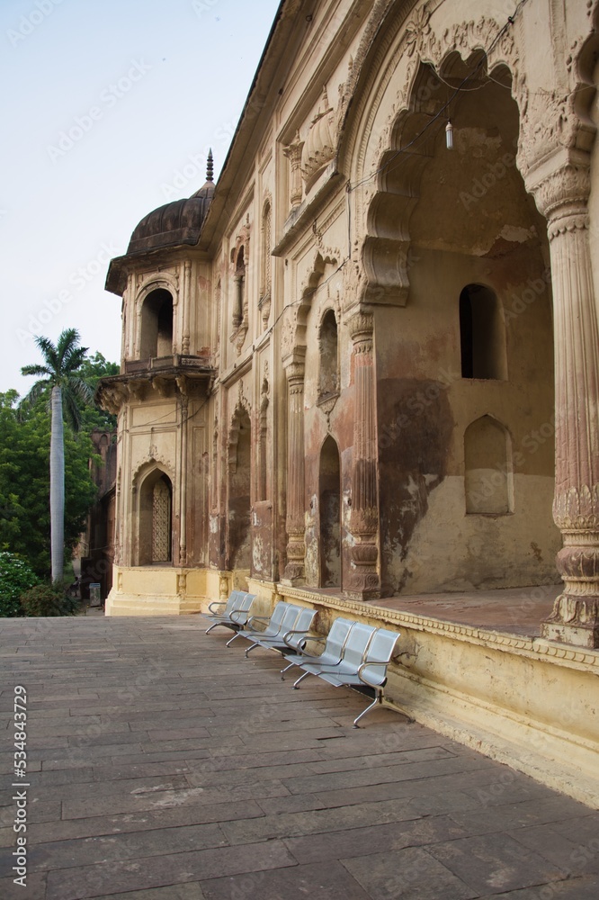 Benches inside the Bara Imambara. Lucknow, Uttar Pradesh, India.