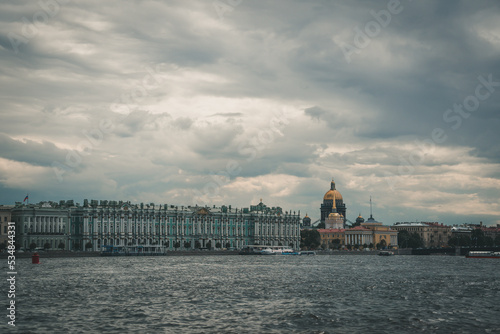 Winter palace on the bank of the Neva river, Saint Petersburg, Russia