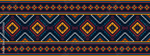 Ikat ethnic seamless pattern decorative design. Aztec fabric carpet boho mandalas textile decor wallpaper. Tribal native motif decoration traditional embroidery vector 