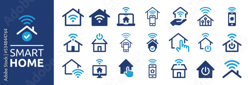 Smart home icon set. Collection of smart house with automation control system vector illustration. Technology concept. photo