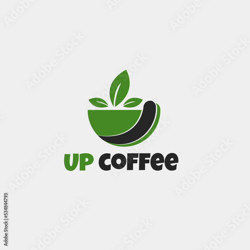 up coffee logo,simple minimalist and soft color.