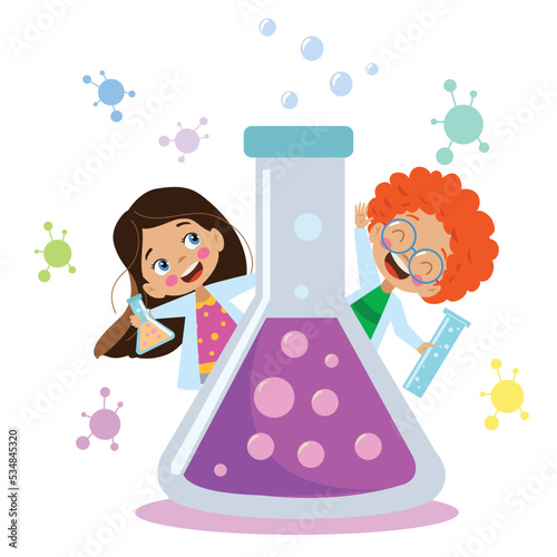 cute students experimenting in lab