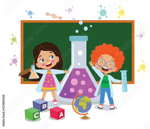cute students experimenting in lab